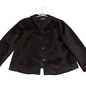 EILEEN FISHER | Alpaca Wool | Brushed Suki Jacket Black Snaps | Size S | Peru